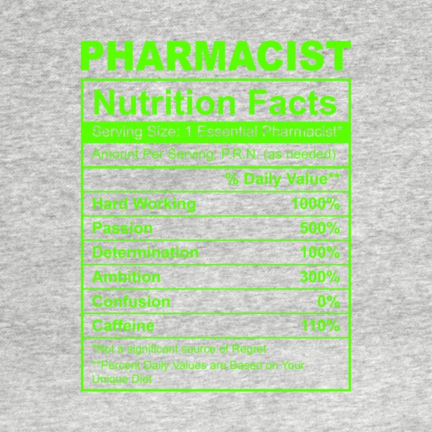 Funny Pharmacist nutrition facts by HawaiPlus